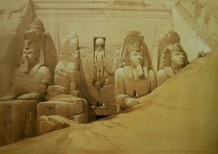 David Roberts, Front elevation of the Great Temple of Aboosimble Nubia