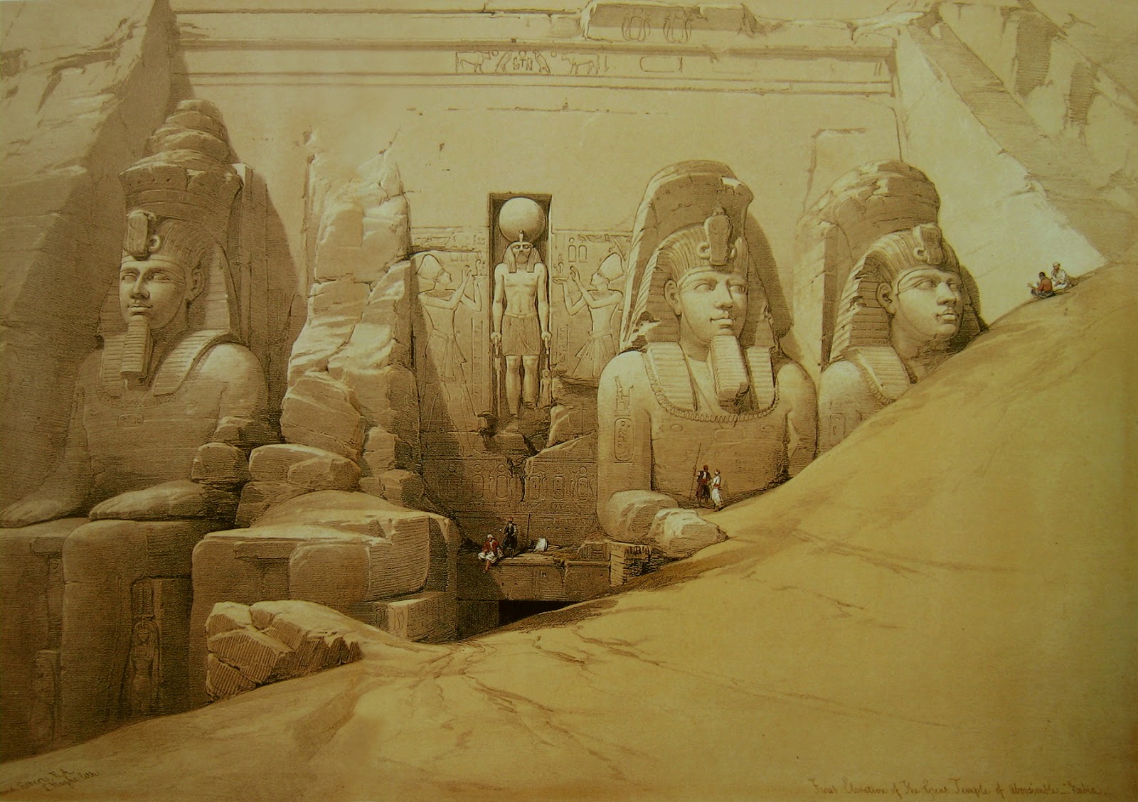 David Roberts, Front elevation of the Great Temple of Aboosimble Nubia