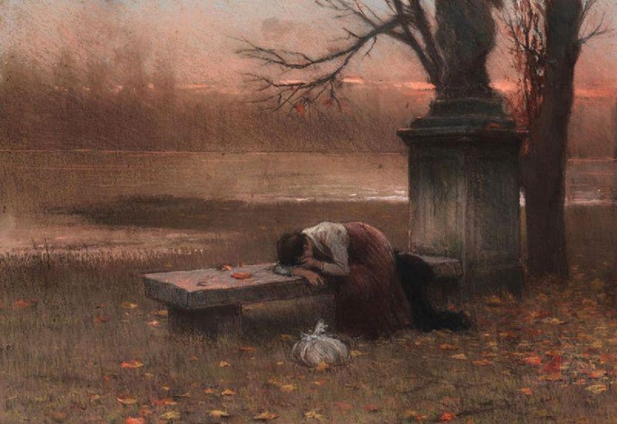 "Immersed in thought" or "Abandoned", Jakub Schikaneder